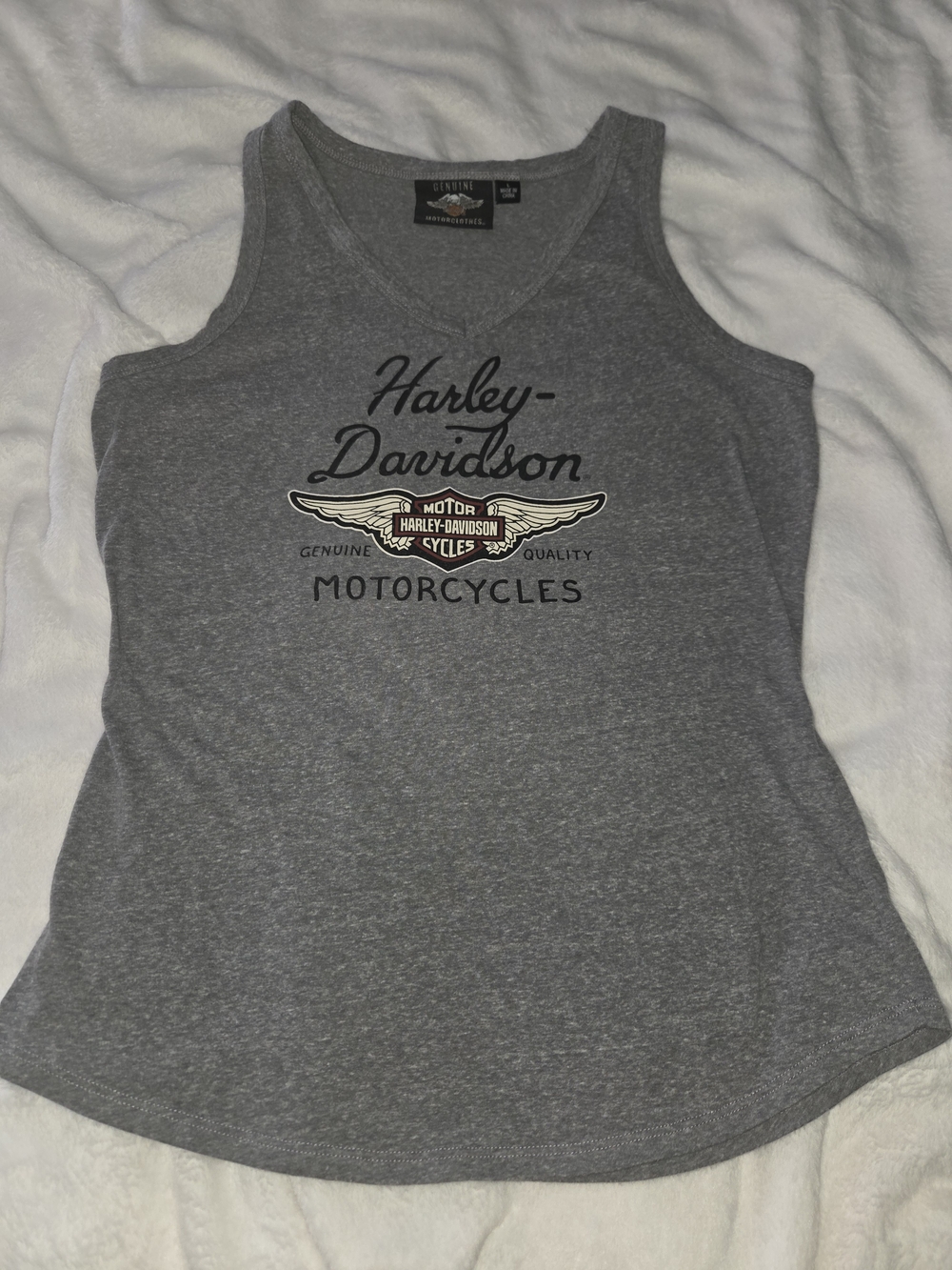 Harley-Davidson Women's Heather Gray Logo Tank with Winged Emblem